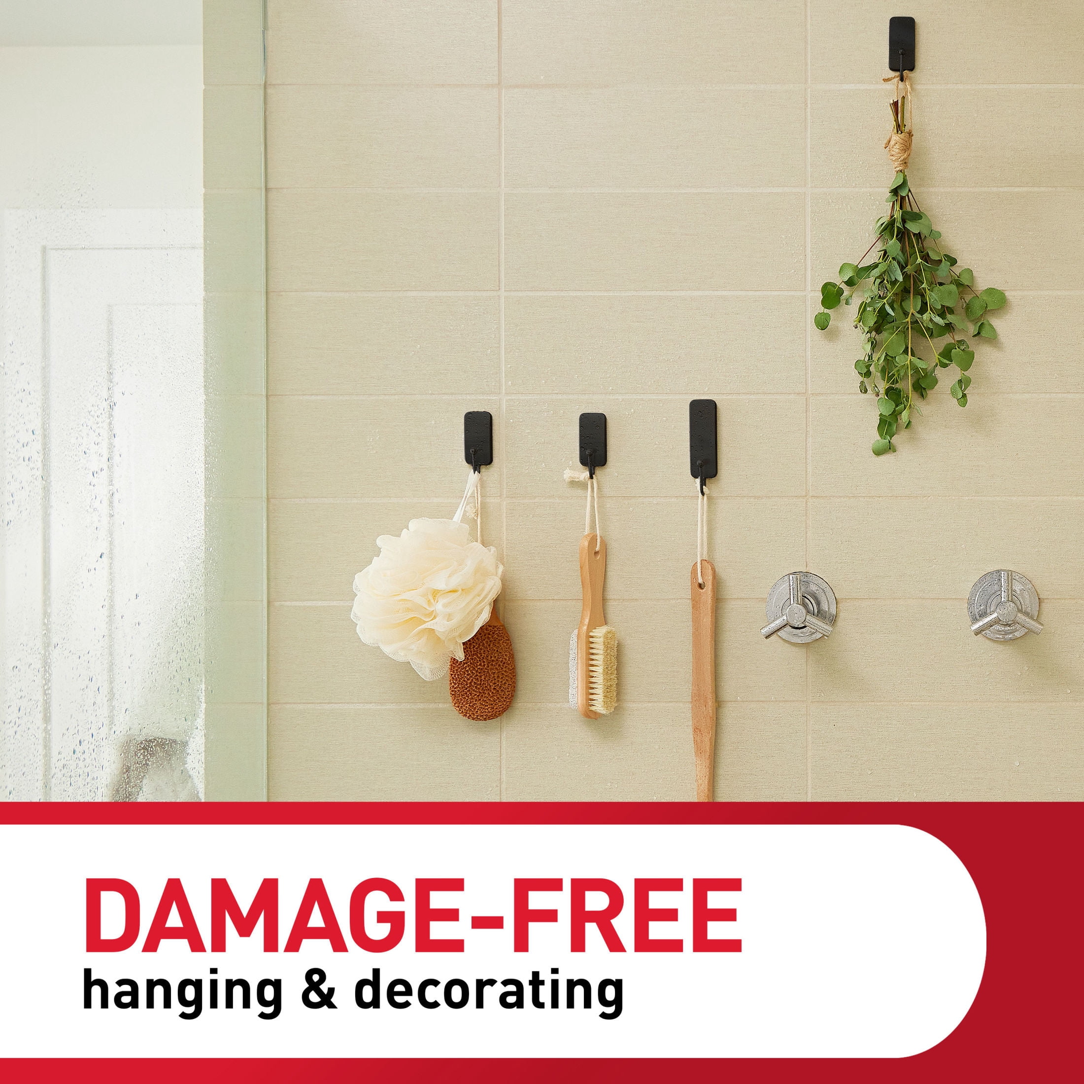 (2 pack) Command Bath Hook, Small, Matte Black, 2 Wall Hooks,  Bathroom Organization