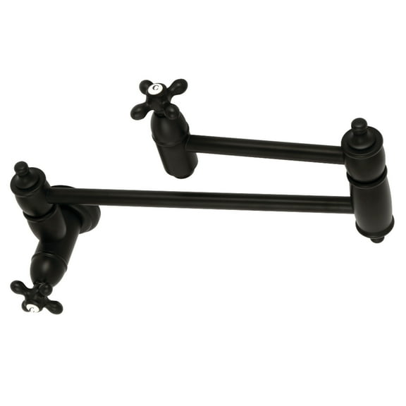 Kingston Brass KS3100AX Restoration Wall Mount Pot Filler Kitchen Faucet, Matte Black