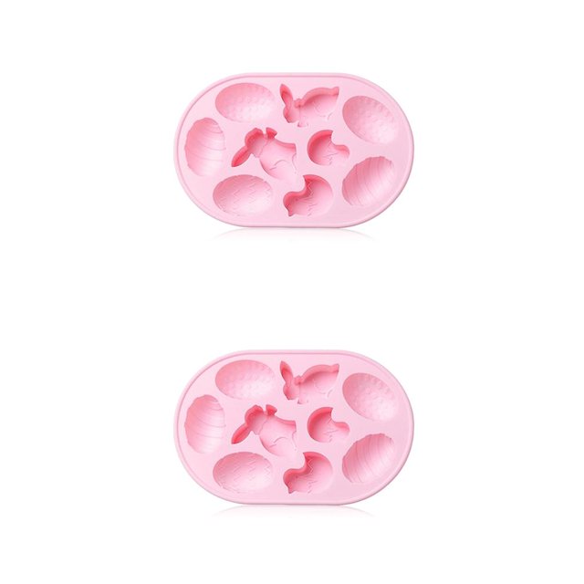 QualitChoice Easter Mold Cute Silicone Pastry Baking Chocolate Cake Pudding Mould Festival Decor DIY Making Kitchen Cooking Pink 2Set