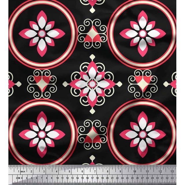 Soimoi Rayon Fabric Damask Ethnic Print Fabric by Yard 42 Inch Wide