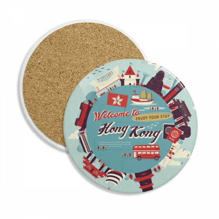 

Hong Kong Circle Famous Places Coaster Cup Mug Tabletop Protection Absorbent Stone