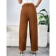 thumbnail image 2 of Pantalones Casuales De Cintura Alta Pantalones De Pierna Recta De Color Liso De Moda para Mujer con Bolsillo para Trabajo De Oficina Marrón Oscuro XL, 2 of 8