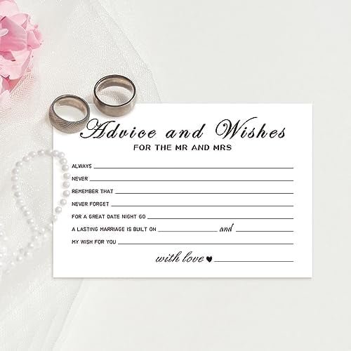 Advice and Wishes Cards for the New Couples Mr and Mrs, Bride and Groom, Newlyweds, Perfect 50 Pcs Wedding Advice Cards for the Wedding Reception Decorations/Bridal Shower Party