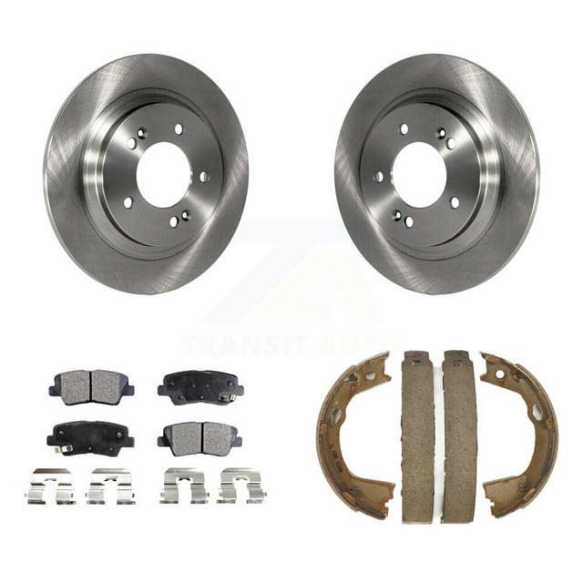 Transit Auto Rear Disc Rotors Ceramic Pads and Parking Brake Shoes Kit for Car Kia Optima with Electric K8T-105675
