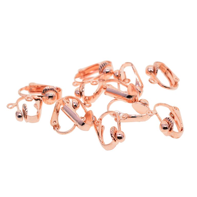 Rose Gold-Plated Brass Clip-On Earring with Loop (1 Pair)