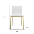thumbnail image 3 of Set of Two Minimalist White Faux Faux Leather and Gold Chairs, 3 of 10