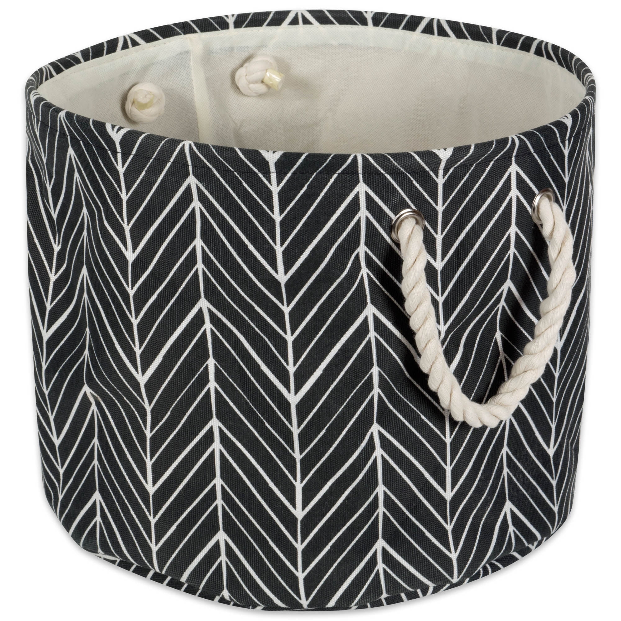 DII Round Herringbone Decorative Bin, Medium, 100 Polyester, Multiple