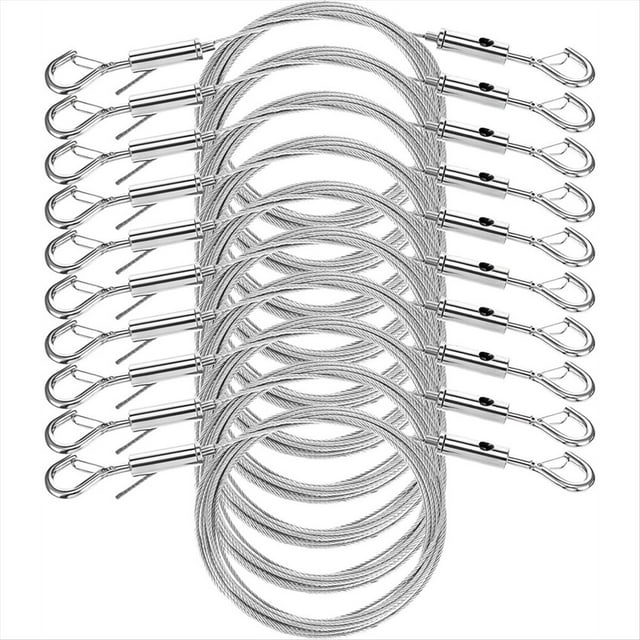 8PCS Adjustable Picture Hanging Wire Kit, 6.6FT Heavy Duty Stainless Steel Wire for Hanging Pictures, Frame, Mirrors,10*pcs Picture Hanging Wire Kit,Silver