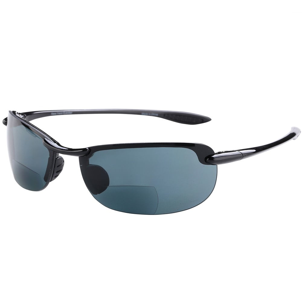 "The Raptor" Polarized Bifocal Lightweight Sunglasses for Men and Women - Black - 1.75