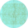 thumbnail image 1 of Ahgly Company Indoor Round Oriental Light Blue Traditional Area Rugs, 6' Round, 1 of 4