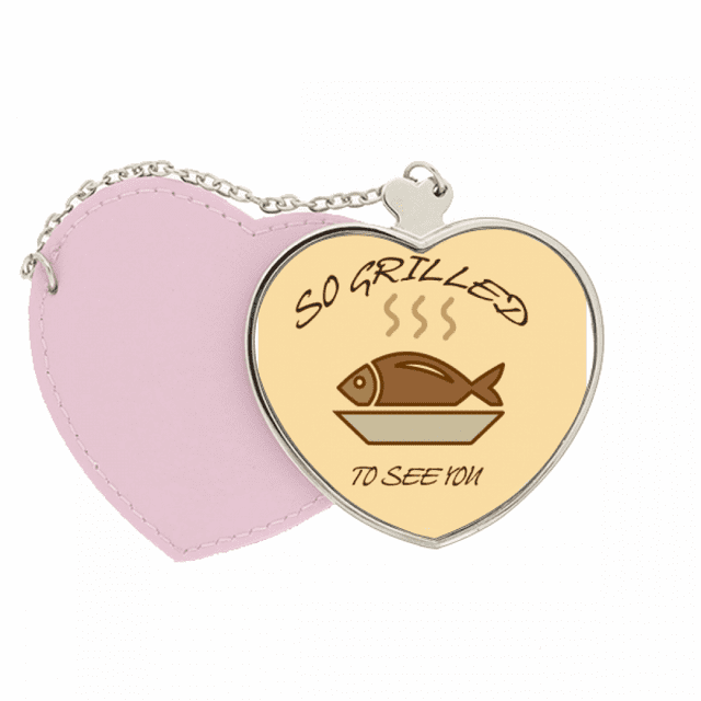 Barbacoa, comida, pescado. Bolsa de viaje Mirror maquillaje corazón rosa