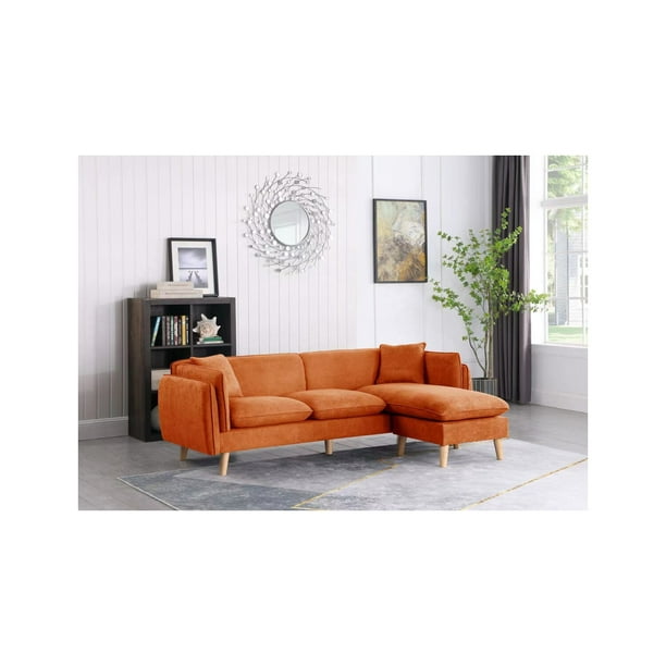Lilola Home Brayden Orange Fabric, Burnt Orange Leather Sectional Sofa