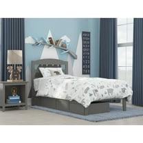 AFI Warren Solid Wood Twin Bed with 2 Storage Drawers in Gray