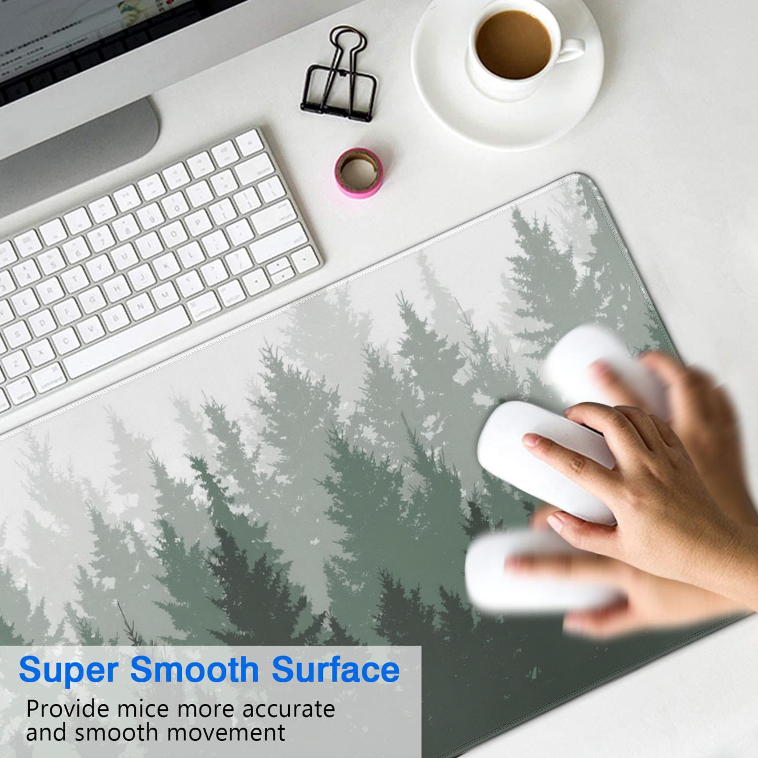 Upgrade Your Desk with Forest Pattern - XXL Mouse Mat, Large Extended Thin Pad with Non-Slip Base & Stitched Edges - for Gaming & Office (31.5 x 11.8inches)