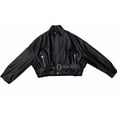 thumbnail image 4 of Forever 21 Faux Leather Belted Cropped Jacket, Color-Black, Size-L, 4 of 6