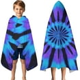thumbnail image 3 of Blue Purple Tie Dye Pattern Hooded Bath Towel，50"x30" for Ages 3 To 12 Kids, Quick Dry Lightweight Soft Microfiber Hood Beach Towel Cover Up for Kids, 3 of 7