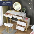 thumbnail image 4 of ZAFLY Vanity Desk, Dressing Table with Steel Frame, Make-up Dresser Set with LED Lights Mirror, Movable Nightstand Table with 4 Drawers for Bedroom, 4 of 9