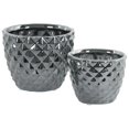thumbnail image 1 of Collection Tendances Urbaines Vase Rond en Céramique 25032 avec Diamant Gravé&44; Argent - Lot de 2, 1 of 1