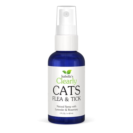 Isabella's Clearly Natural Flea and Tick Spray for Cats | Gentle, Long Lasting, Without Chemicals, Made in USA with Rosemary and Lavender Hydrosol