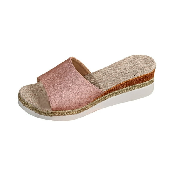 Hopeusnice Women's Wedges Shoes Non-Slip Breathable Soft Open Toe Sandals PU Materials Summer Shoes Trendy Thick-Soled Platform Wedge Heel Shoes for Beach Outdoor Shoes Pink 42
