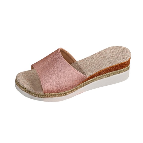Xfvqtps Flatform Sandals Women Espadrilles Peep Toe Casual Summer Wedge Sandals Pink