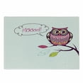 thumbnail image 1 of Owl Cutting Board, Ornate Colorful Owl on the Branch Observing Flat Face Myst Animal Image, Decorative Tempered Glass Cutting and Serving Board, Small Size, Pink Purple White, by Ambesonne, 1 of 1