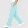 thumbnail image 5 of Lutiedan Sweatpants for Girls Wide Leg Athletic Workout Running Pants High Waisted Jogger Pants with Pockets,Blue,12-13 Years, 5 of 7