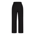 thumbnail image 7 of Womens Plus Size Summer Cotton Linen Pants Elastic Waist Straight Leg Work Pants Lounge Trousers Lightweight Beach Pants with Pockets Button Open Pants, 7 of 7