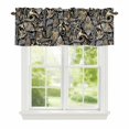 thumbnail image 2 of Abstract Flowers Window Valance for Kitchen, Retro Paisley Floral Pattern Black Yellow Rod Pocket Short Curtain for Small Windows, Light Filtering Decorative Valance, 60 x 18 Inch, 1 Panel, 2 of 9