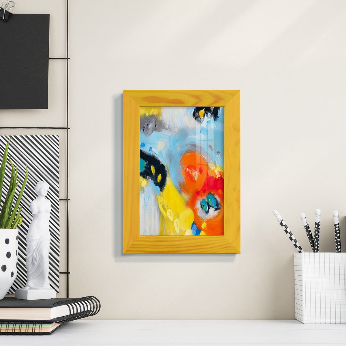 In the Loop II -Framed Print w/glass-Sunflower Yellow