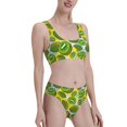 thumbnail image 2 of Daiia Watercolor Kiwi Fruits Summer printed 2 piece Swimsuit Bikinis for Women High Waisted Racerback Bathing Suits Summer Tummy Control Scoop Neck Swimwear-XX-Large, 2 of 8