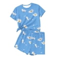 thumbnail image 4 of Zpanxa Ensembles Assortis pour Filles T-Shirt à Col Rond à Manches Courtes Imprimé avec Shorts Ensemble 2 Pcs Tenue Sportive Décontractée 3-4 Ans, 4 of 6