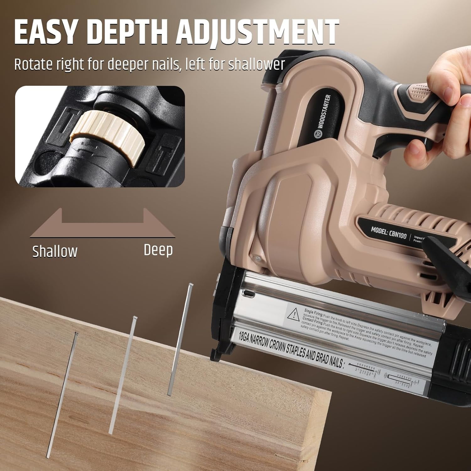 Cordless 2-in-1 Nail Gun & Staple Gun(Tool Only), Driving 2 inches 18GA Brad Nailer, 400 Nails, Depth Adjustment, 2 Firing Mode, LED Lights, Compatible with Makita Batteries, Lightweight