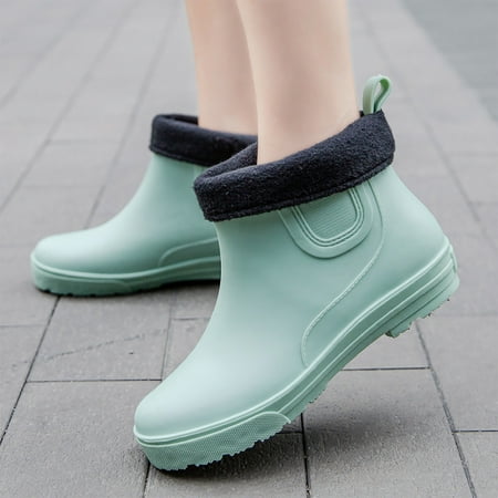 

Rain Shoes Boots Women Non Slip Detachable With Cotton Inside Rain Boots Outdoor Rubber Waterproof Shoes