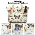 thumbnail image 2 of Tote Bag for Women - Mushroom and Butterfly Shoulder Bag - Large Utility Work Duffle Bag with Zipper Handbag for Travel, Work, Sprots, 2 of 5