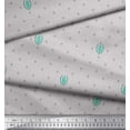 thumbnail image 3 of Soimoi Gray Rayon Crepe Fabric Leaves & Asterisk Symbol Decor Fabric Printed Yard 46 Inch Wide, 3 of 3
