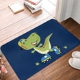 thumbnail image 4 of Rateoe Dino Playing Roller Skate Pattern Flannel Door Mat Indoor Outdoor Entrance, Waterproof All-Weather Doormat,Fade Resistant, Low Profile Entryway Mat 16x24in, 4 of 7