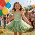 thumbnail image 2 of Byoo Little Girls' Star Print Tutu Dress Sleeveless Ruffled Tulle Graphic Party Dress Relaxed Fit Dressed for Kids, 2 of 7