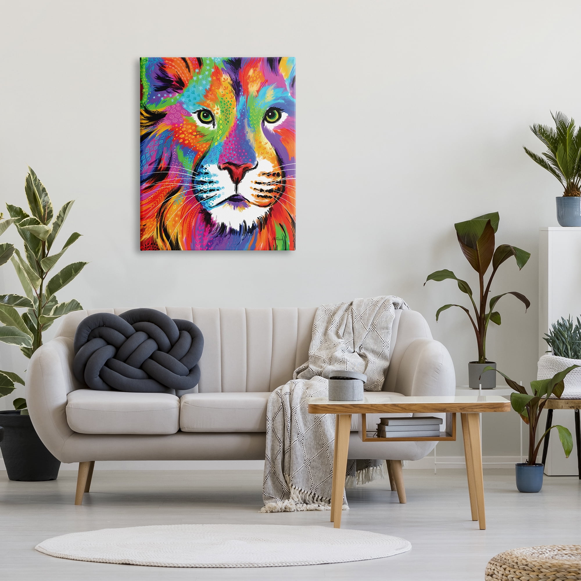Stupell Industries Bold Hued Lion Portrait Animals & Insects Painting Gallery Wrapped Canvas Print Wall Art, 30 x 40