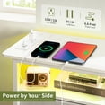 thumbnail image 6 of End Table with Charging Station, LED Narrow Nightstand with Fabric Drawers, Small Bedside Table for Living Room, Bedroom, Small Spaces, White, 6 of 8