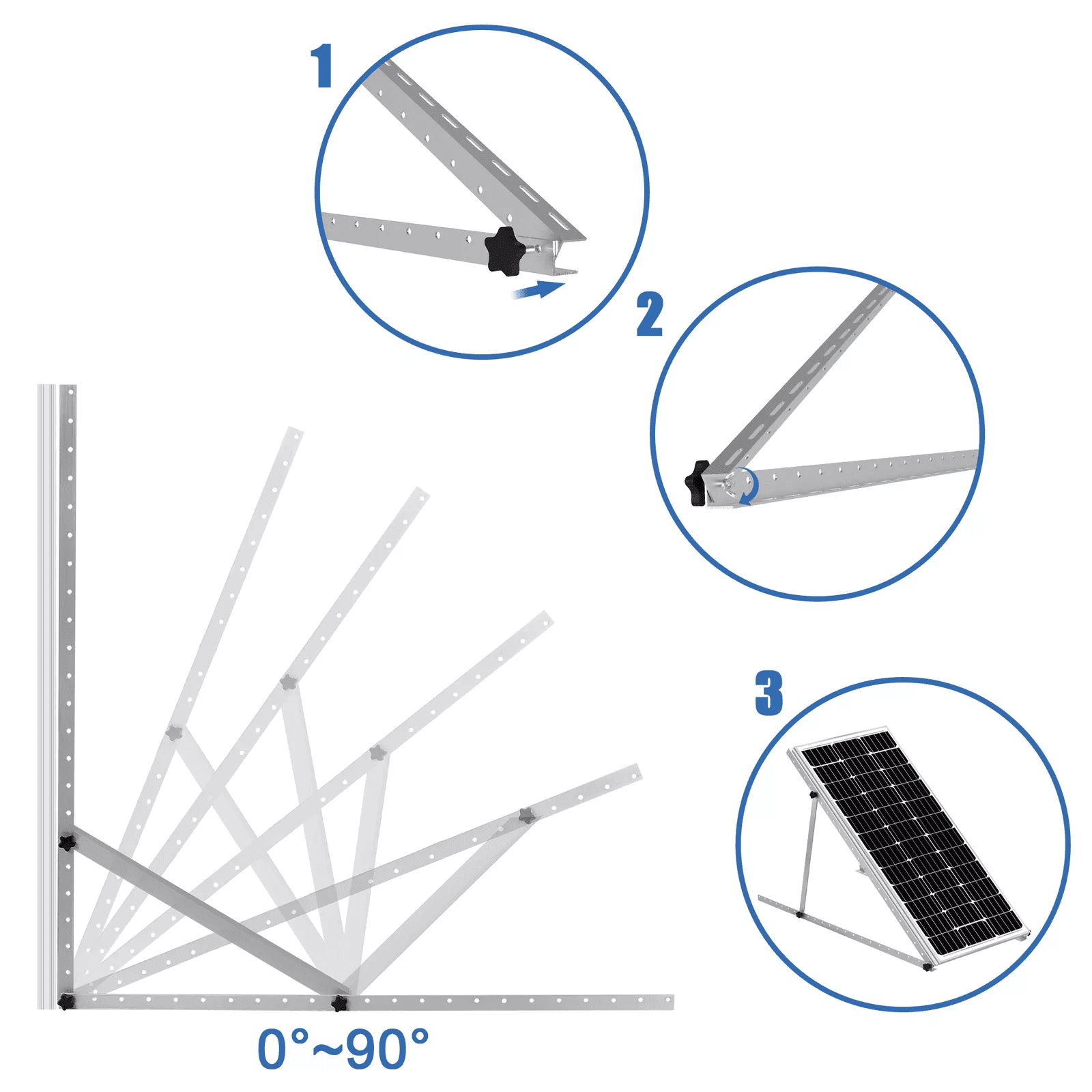 Werchtay 114 cm Silver Monocrystalline Anti-Slip Solar Panel Mounting Brackets, 4 Pack