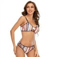 thumbnail image 5 of HZKAICUN Women's Triple Color Striped Adjustable Strap Bikini Sets, 5 of 6