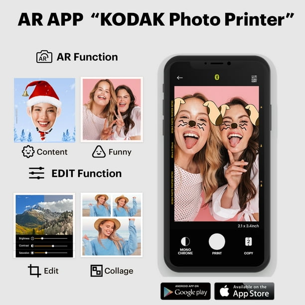 KODAK Step Imprimante ZINK Zero Ink mobile sans fil et application KODAK  iOS et Android