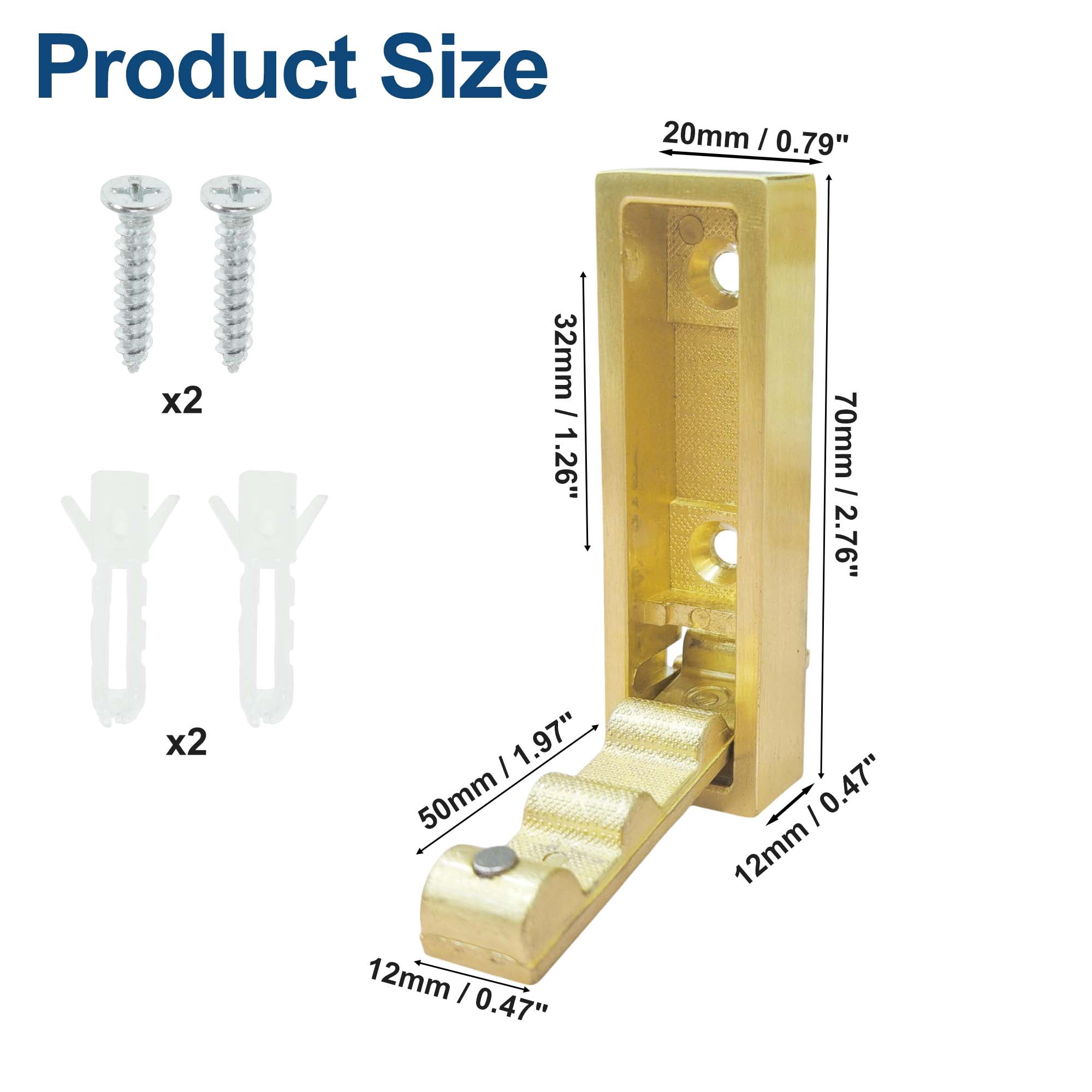 Unique Bargains Round Coat Hook Wall Mount Folding Hook Gold Tone 2.76"x0.79"x0.47"