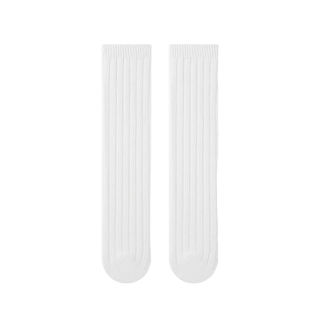 Chaussettes en Coton Unies pour Enfants 2025 Garçons Filles Bas Blanc