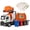 Orange, variant on Anmyjuly Simulated Alloy Electric Garbage Truck Toy with Lifting Frame, Opening Doors, Rotating Mirrors, Lights & Sound Effects for Boys Age 4-7, Includes 4 Small and 1 Large Toy Garbage Cans