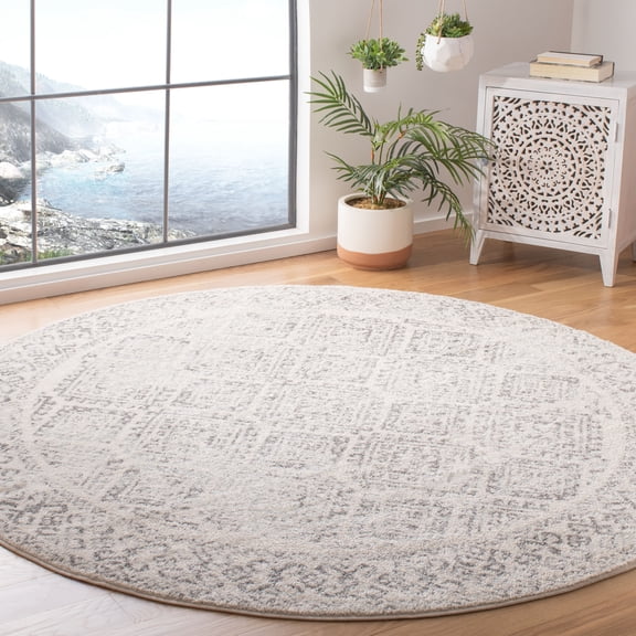 Safavieh Tulum Ophelia Oriental Area Rug, Ivory/Gray, 9' x 9' Round