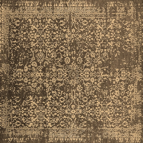 Ahgly Company Indoor Square Oriental Brown Industrial Area Rugs, 4' Square