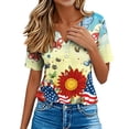 thumbnail image 6 of VKOYWKM American Flag Shirts for Women 4th of July Independence Day Patriotic USA V Neck Button Henley Tee Graphic Tops Summer Casual, 6 of 9