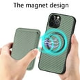 thumbnail image 3 of ELEHOLD for iPhone 11 Magnetic Wallet Case with Detachable Back Card Holder Fiber Texture Design Full Body Protective Slim Shockproof Case, green, 3 of 8